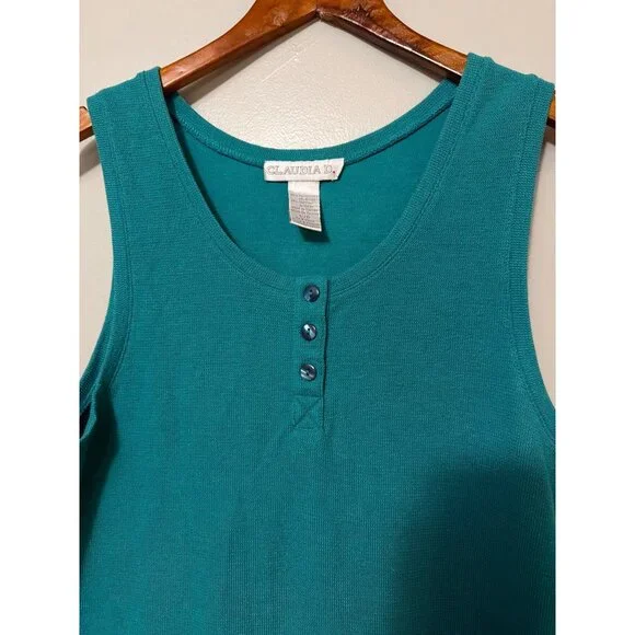 Claudia D Teal Sleeveless Maxi Dress With Button Detail Side Slits L - Picture 4 of 7